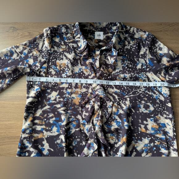 Cabi Starry Night Button Up Ruffle Chiffon Blouse Top Size Medium - Picture 12 of 13